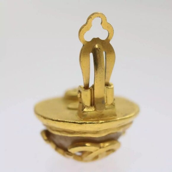 CHANEL Triple Coco Earring Gold CC Auth - Picture 4 of 16